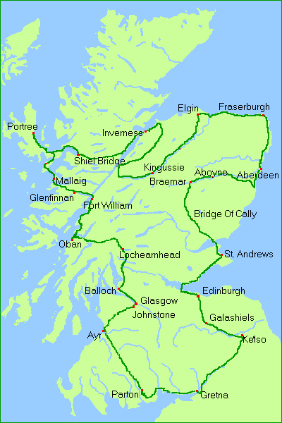 The Map | P.J.'s bicycle tour in Scotland